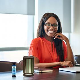 Business Woman Diffusing Caramelized Pears Fragrance Oil