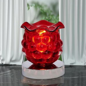 Glass Globe Touch Oil Warmer Red Abstract Image