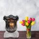 Black Tulip Light Dimming Oil Warmer With Flowers